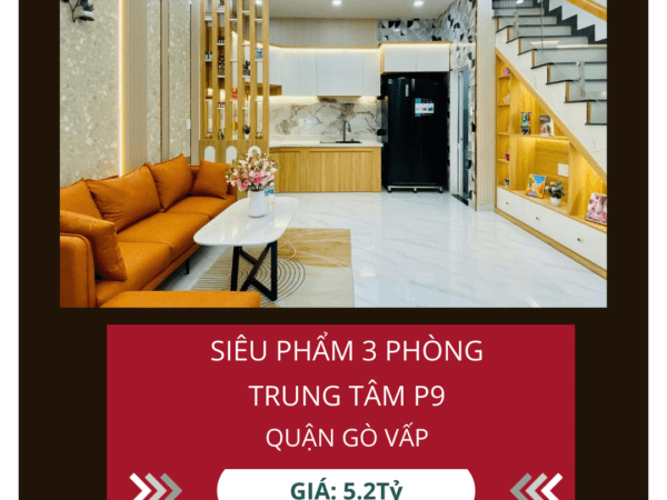 Nhà Đẹp 3 Phòng Ngủ, Hẻm Thông, Trung Tâm P9, Gò Vấp – Giá Chỉ 5.2 Tỷ